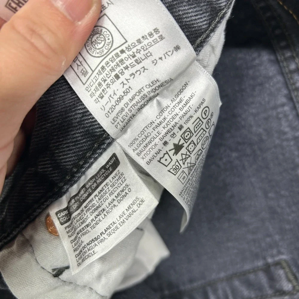 Levi's 501‎ Original Jeans Men's Faded Black Denim Pockets Button Fly - 34X22.5